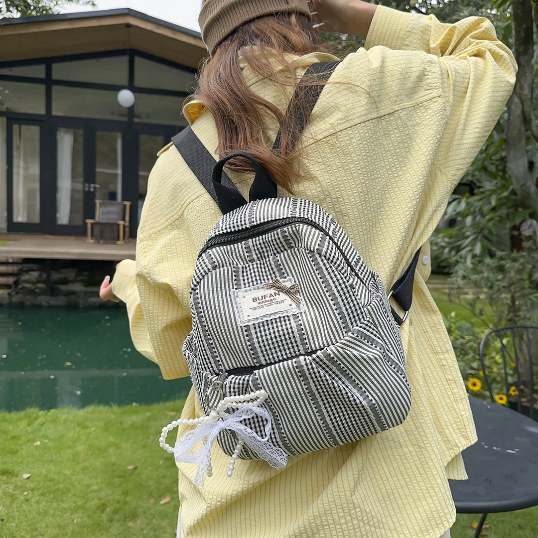 Stilvolle kleine karierten Muster Rucksack Karnz