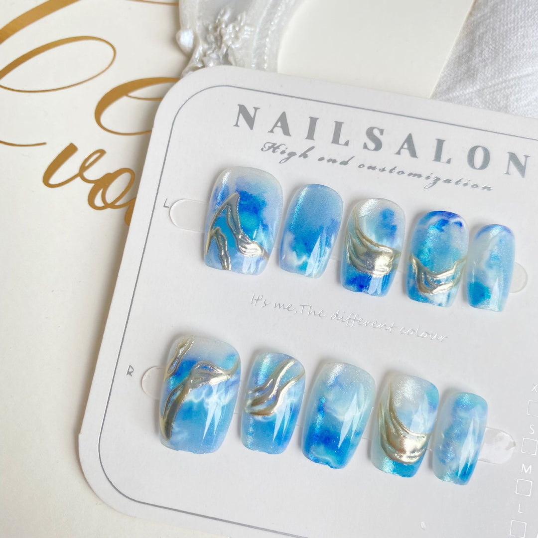Ozean-inspiriertes dekoratives Press-On-Nagelset