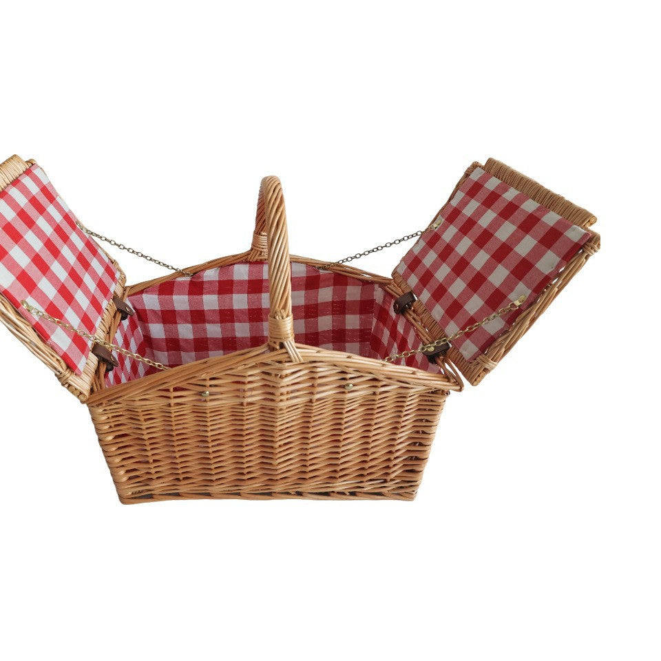 Damen Picknickkorb mit dekorativem Gittermuster und praktischem Klappdeckel Karnz