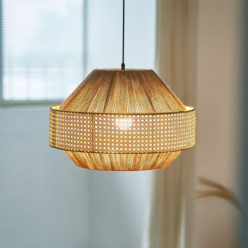 Geflochtene Rattan Trommel Pendelleuchte