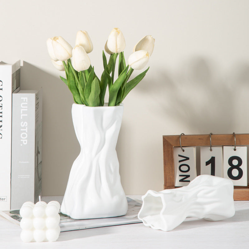 Abstract Wave-Design Dekorative Vase Karnz