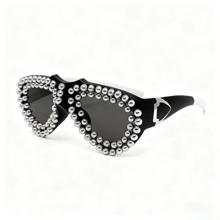 Damen modische Herz-Sonnenbrille mit strassverziertem Rahmen Karnz