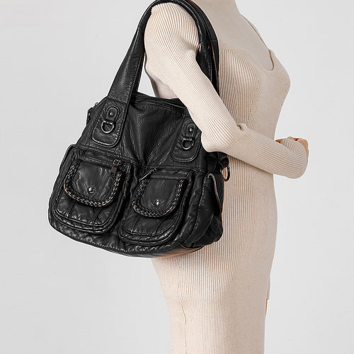 Multifunktionale Lederhandtasche