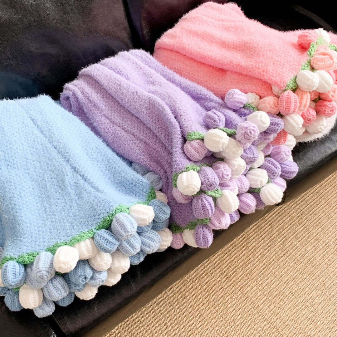 Gemütliche Fleece-Pom-Pom-Decke