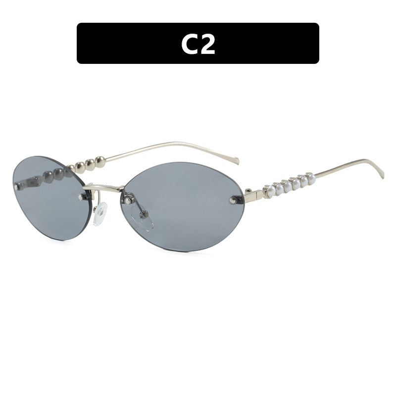 Damen stilvolle ovale Sonnenbrille mit eleganten Verzierungen Karnz