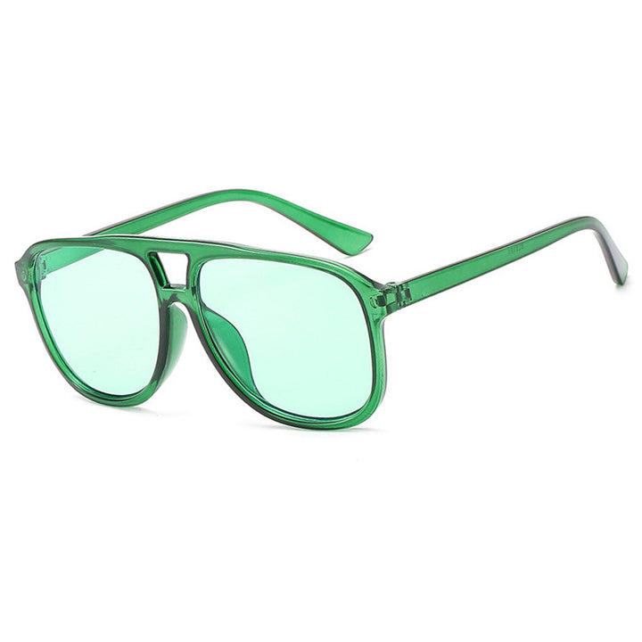 Damen modische Sonnenbrille im transparenten Design mit farbigen Gläsern Karnz