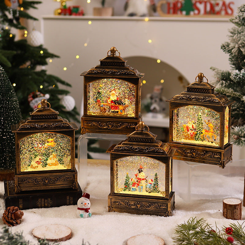 Nostalgische Weihnachtslaterne mit beweglicher Schneefallszene Karnz