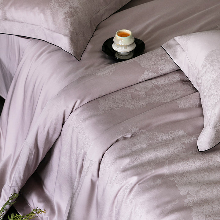 Fein-Jacquard Satin-Bettbezuggarnitur mit Ton-in-Ton-Muster und verdecktem Reißverschluss