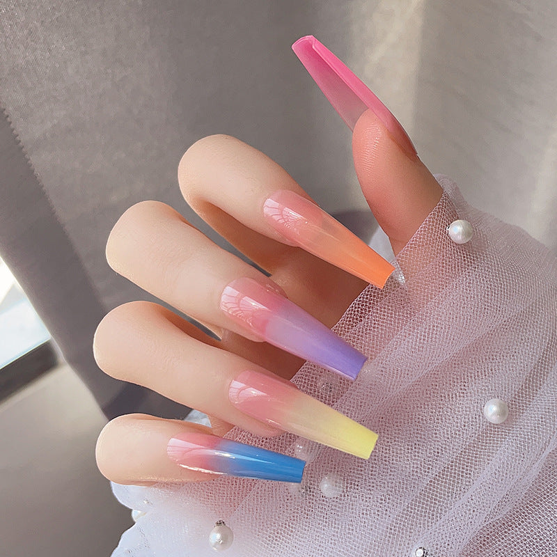 Gradient Ombre Lange Press-On Nägel Karnz