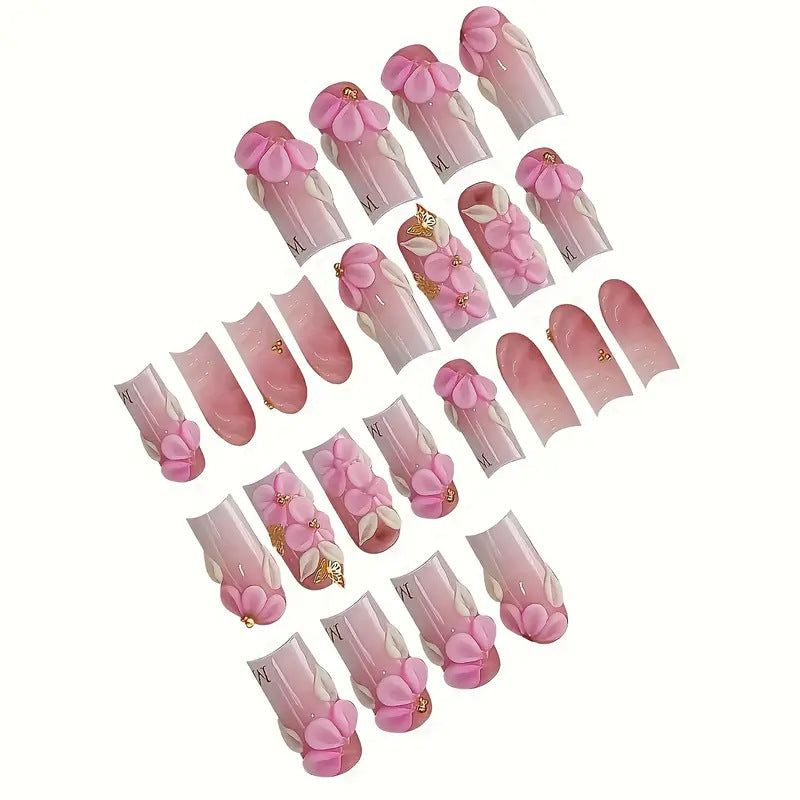 Floral-Accent Press-On Nail Art Karnz