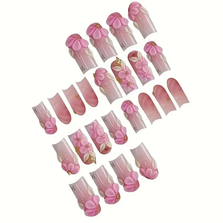 Floral-Accent Press-On Nail Art Karnz