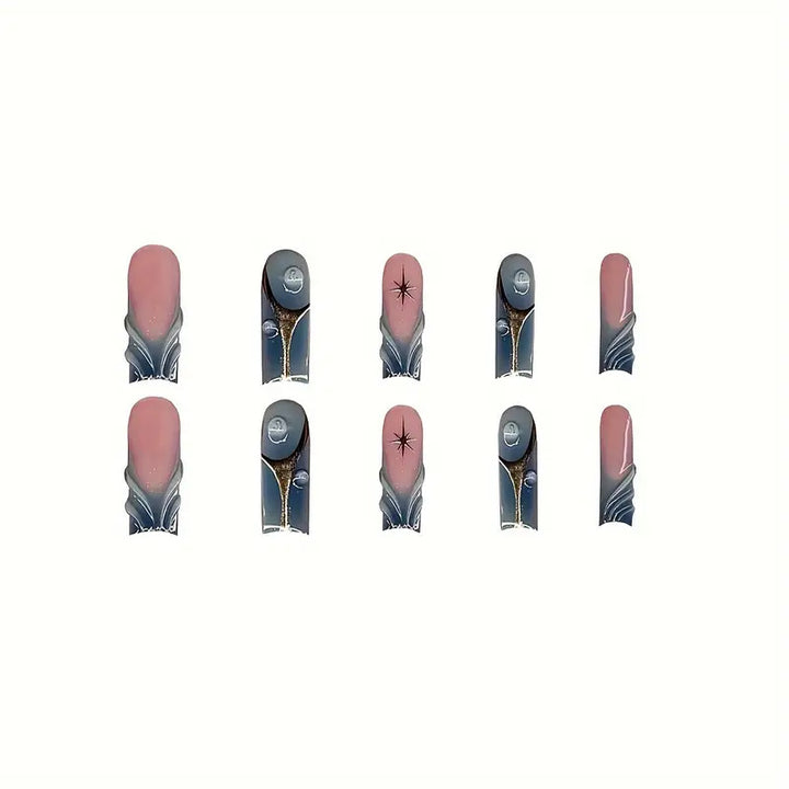 Künstlerisches abstraktes Press-On-Nageldesign Karnz