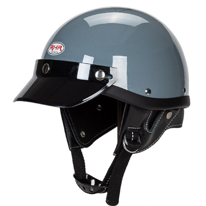 Klassischer Motorrad-Halbschalenhelm mit Visier Karnz