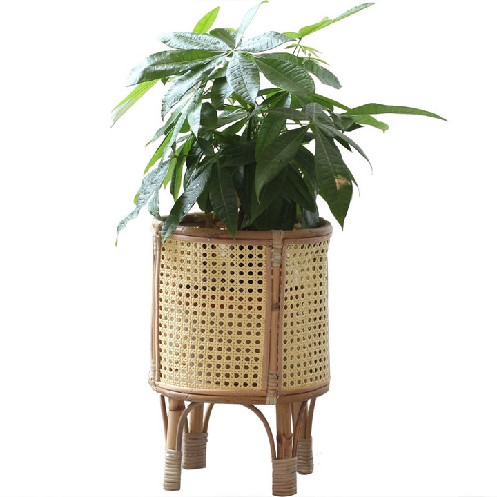 Stilvoller Pflanzenständer aus Rattan Karnz