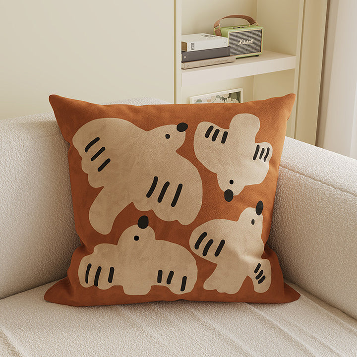 Velvet Bamboo Leaf Square Throw Pillow Cover with Hidden Zipper