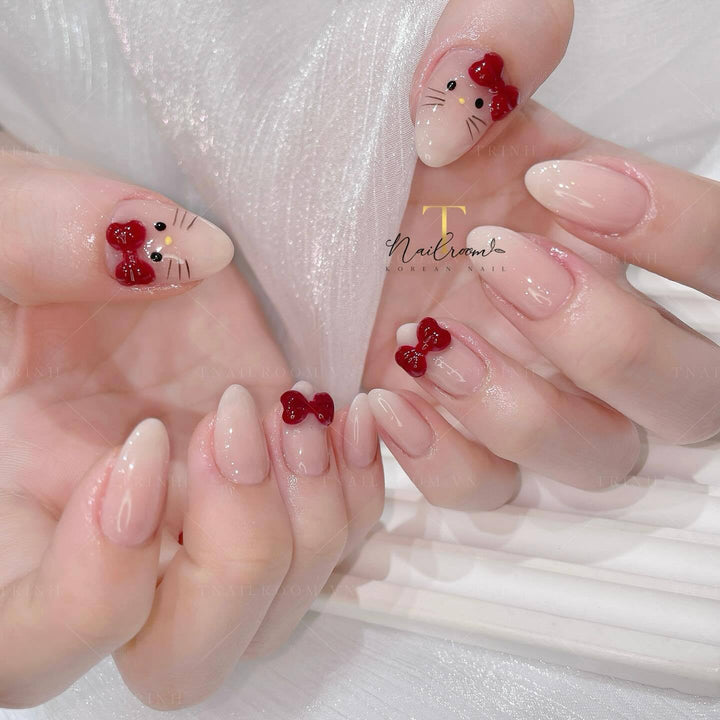 Künstlerisches Press-On-Nagelset mit Blumen- und Herzdesigns Karnz