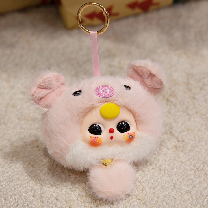 Bunny Plüsch Taschenanhänger mit Glocke und sammelbarem Harzgesicht Karnz