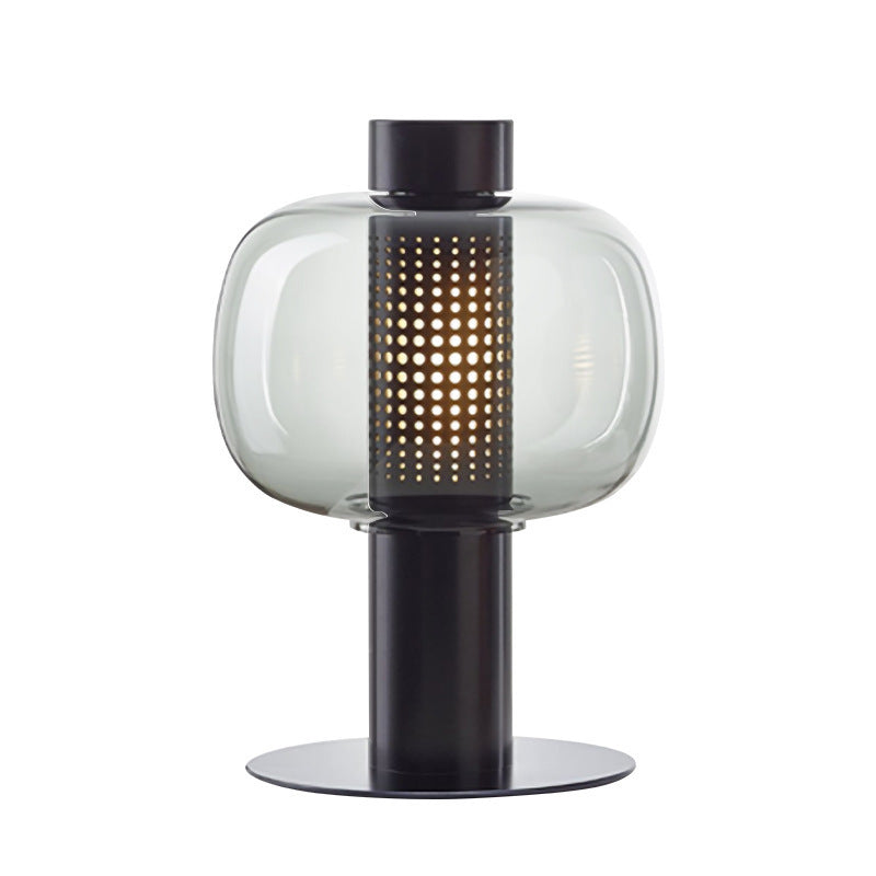 Künstlerische Tischlampe mit elegantem Glasschirm