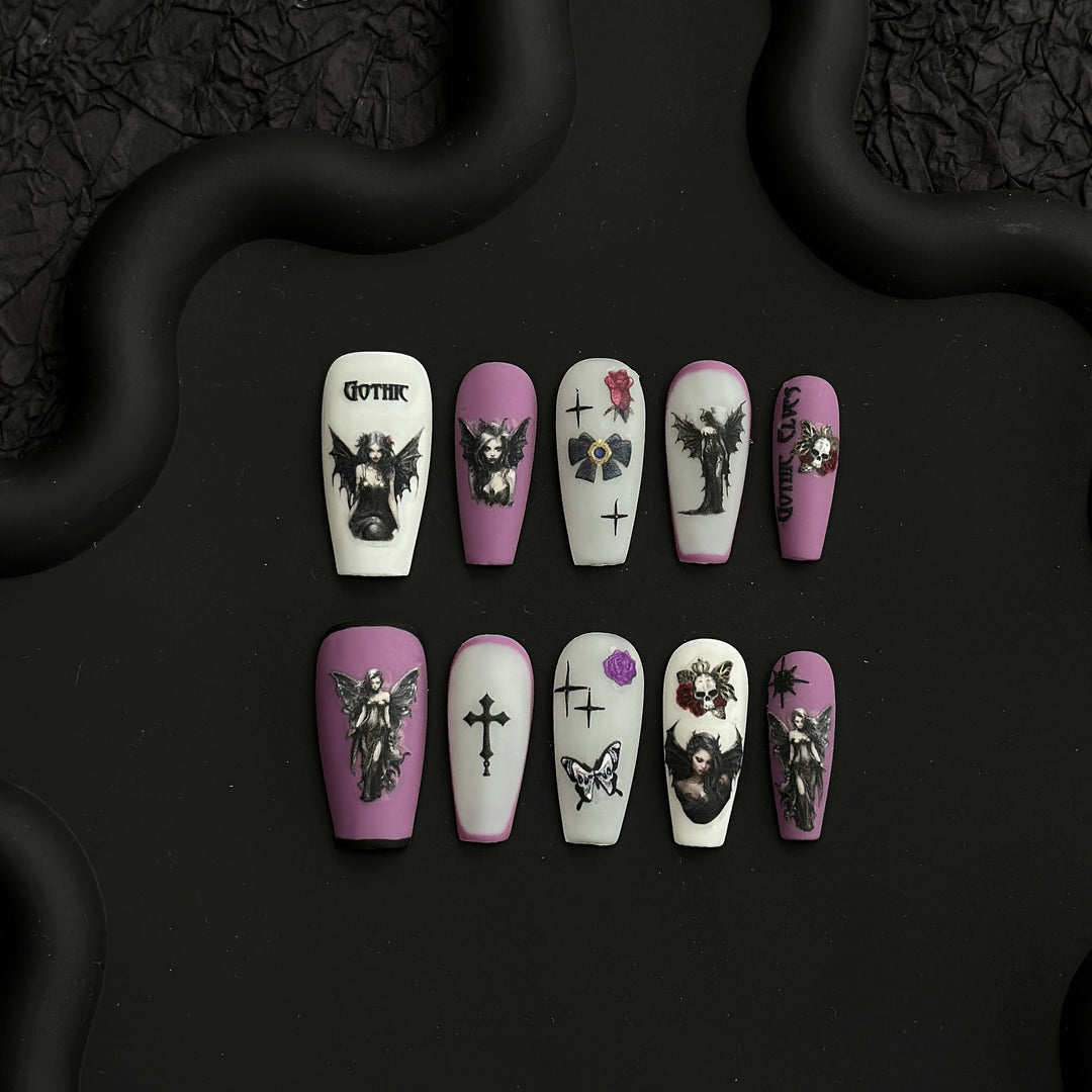 Künstlerisches Gothic Press-On Nail Art Set