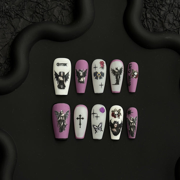 Künstlerisches Gothic Press-On Nail Art Set