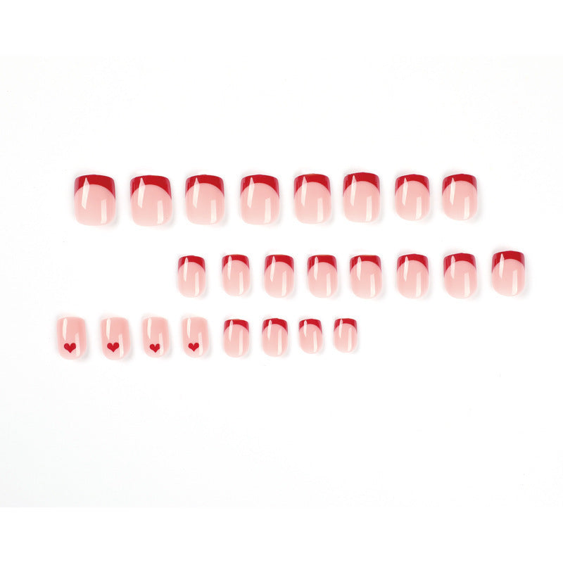 Künstlerisches Herzdesign Press-On Nagelset Karnz