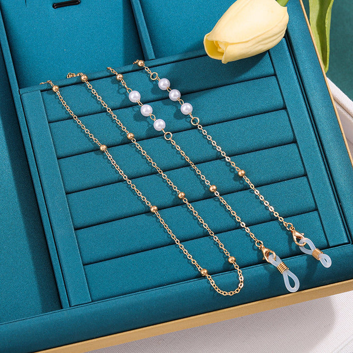 Elegante Perlen Brillenhalter Kette Karnz