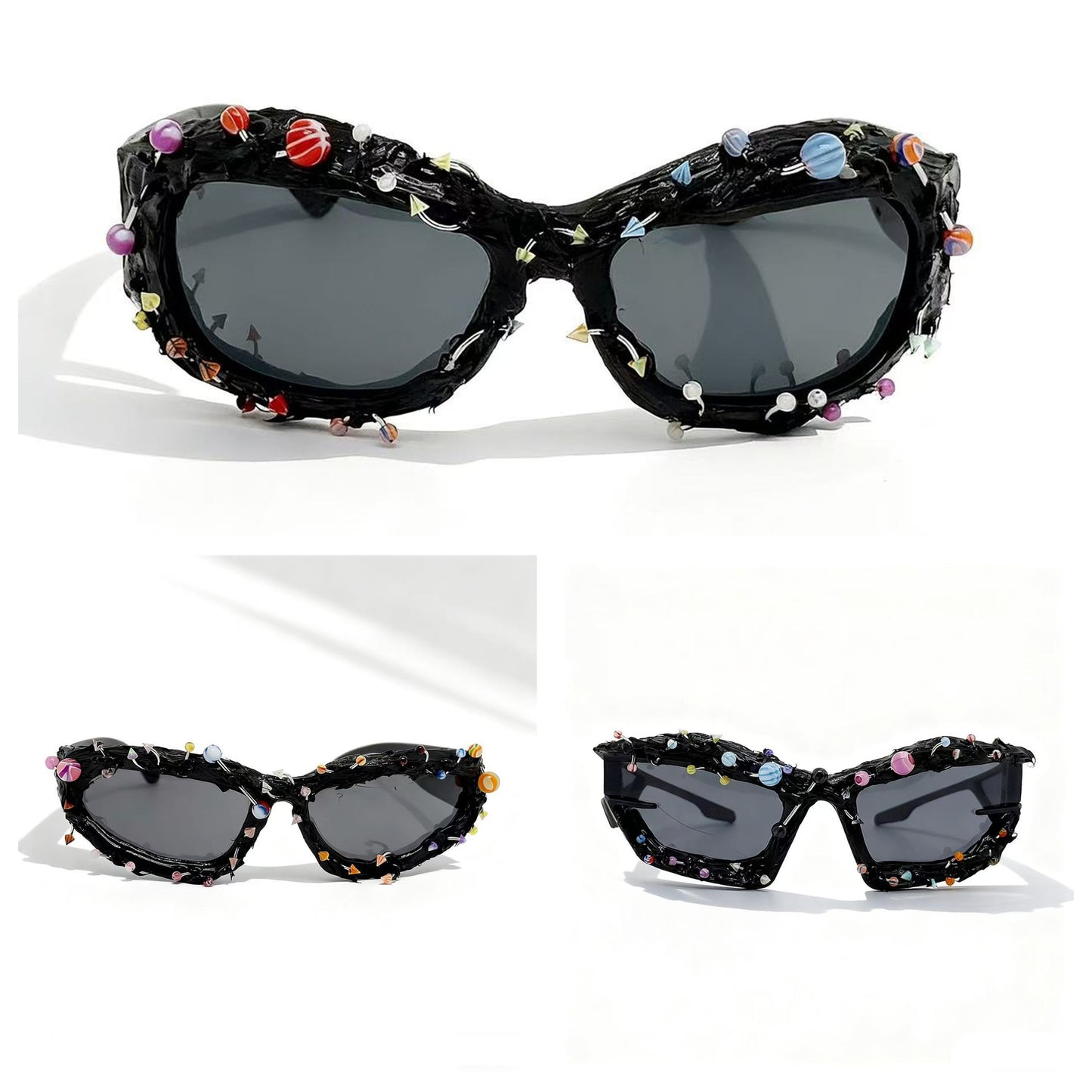 Damen Sonnenbrille mit kreativem Dekor und markantem Rahmen Karnz