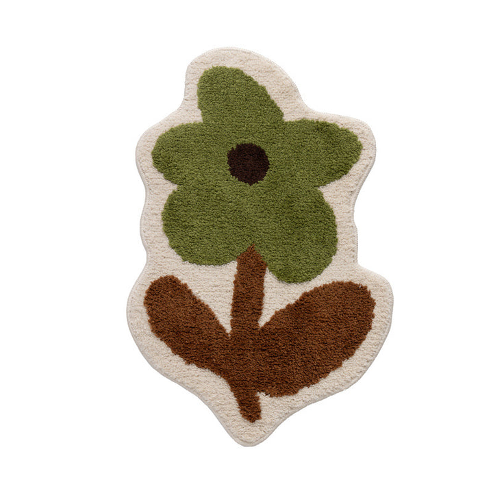 Blumenförmige handgetuftete Badematte mit voluminösem Hochflor und rutschfester Latexunterseite Karnz