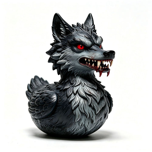 Gruselige Gummi-Ente mit Wolf-Motiv Karnz