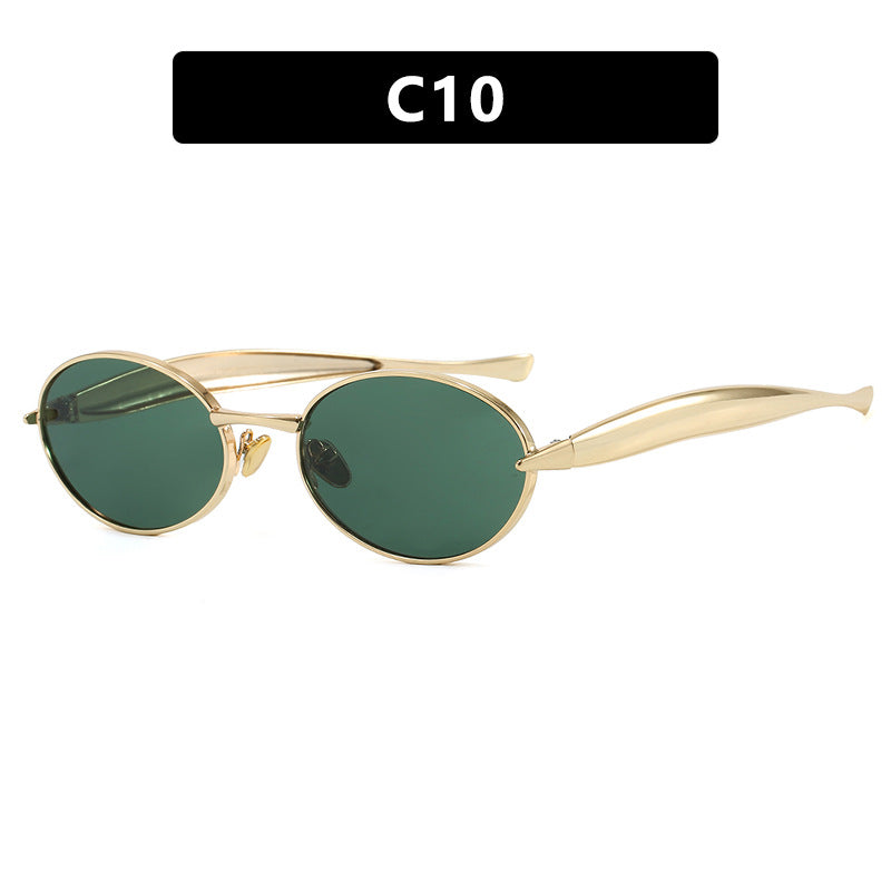 Damen modische Sonnenbrille mit ovalem Rahmen und funkelnden Details Karnz