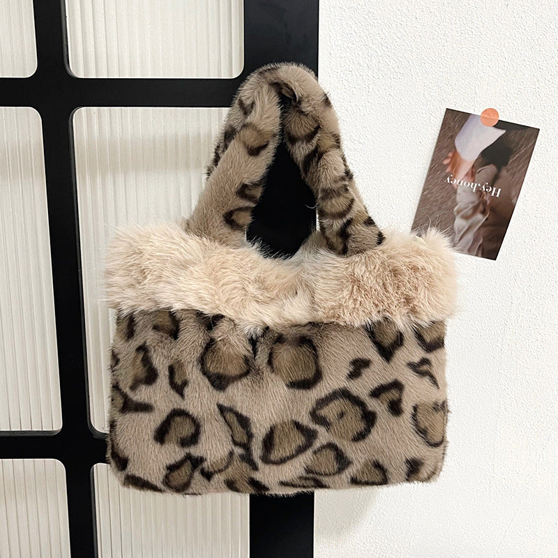 Luxus Kunstpelz Leoparddruck Handtasche
