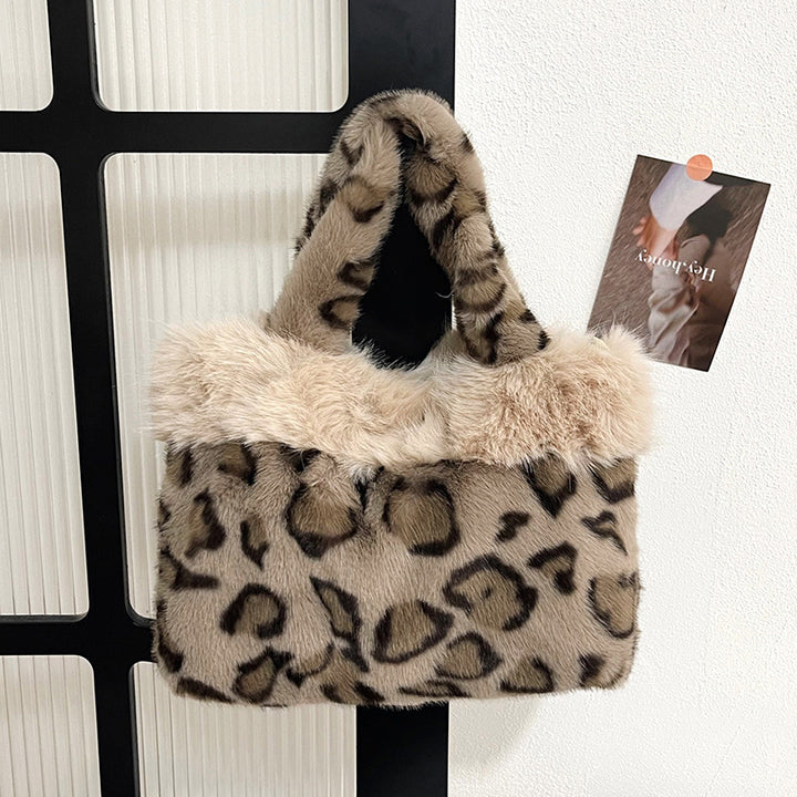 Luxus Kunstpelz Leoparddruck Handtasche