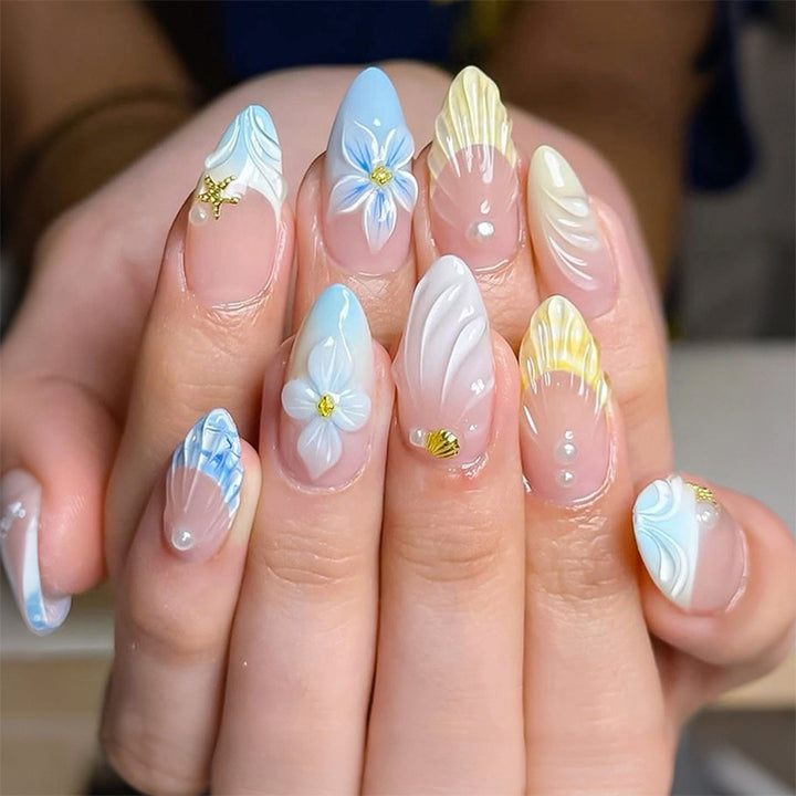 Kreatives Shell Design Press-On Nagelset Karnz