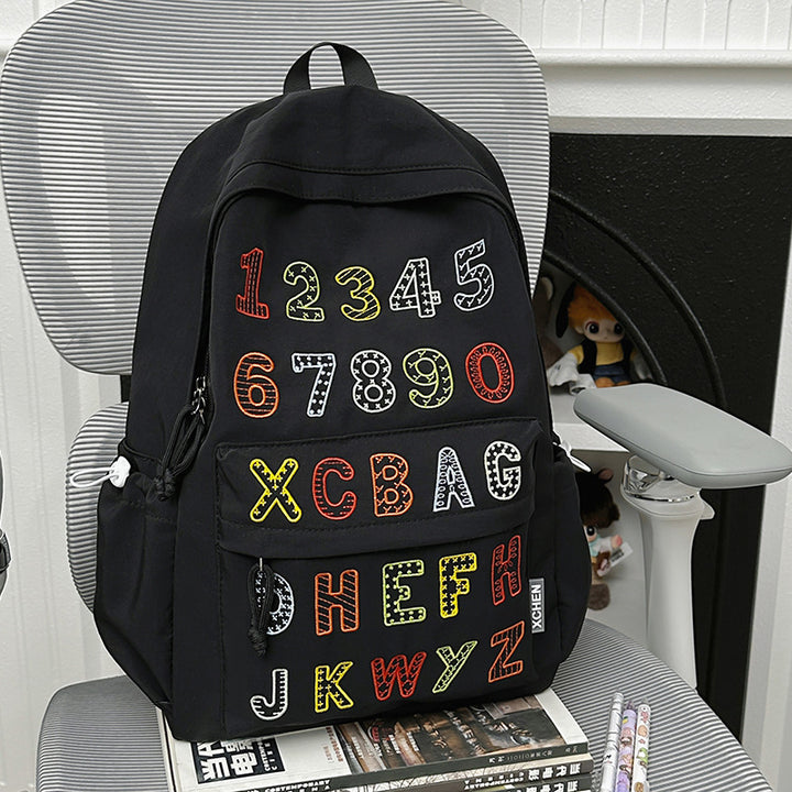 Verspielter Alphabet Bestickter Rucksack