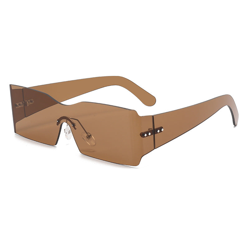 Damen futuristische Mode-Sonnenbrille mit transparentem Gestell Karnz