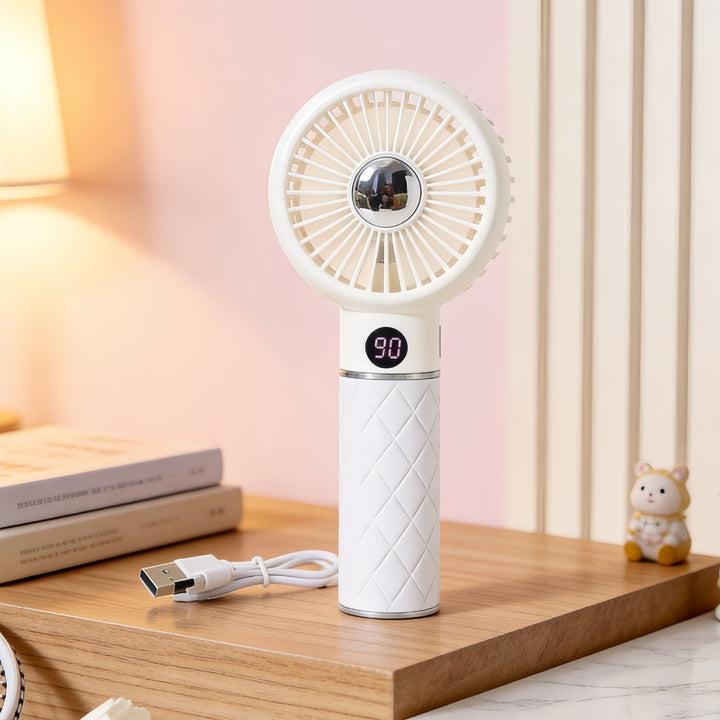 Damen Tragbarer Handventilator mit LED-Anzeige und USB-Ladefunktion Karnz