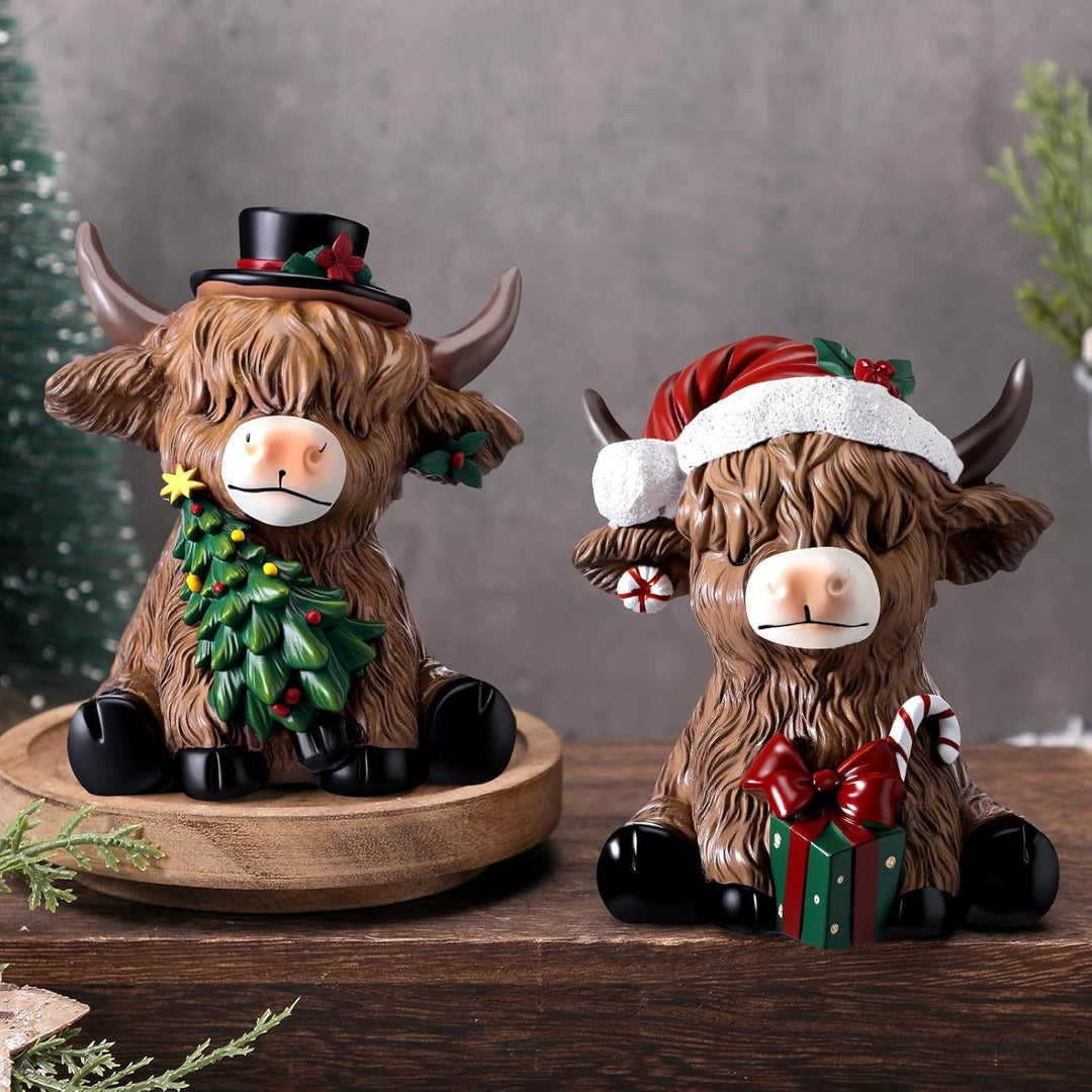 Dekorative Highland Cow Figur Karnz