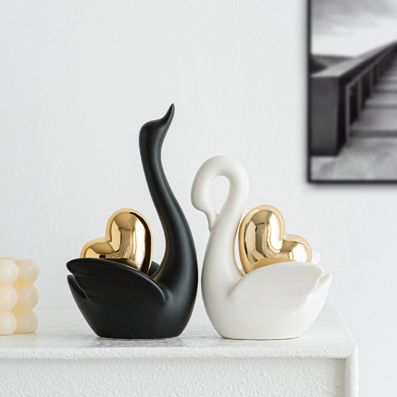 Elegante und romantische Schwäne Dekorationsfigur Karnz