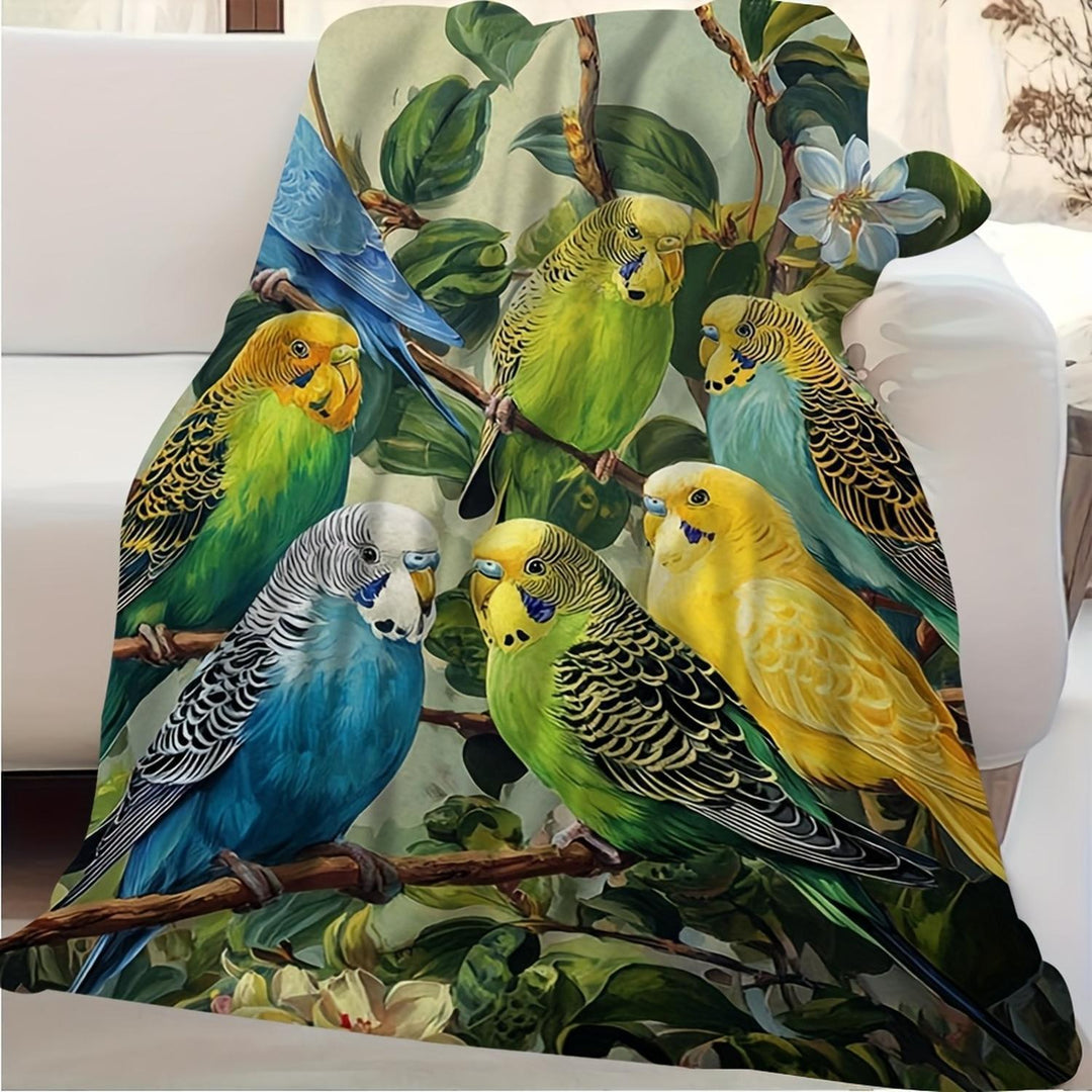 Künstlerisches Budgie-Print-Wurfdecke