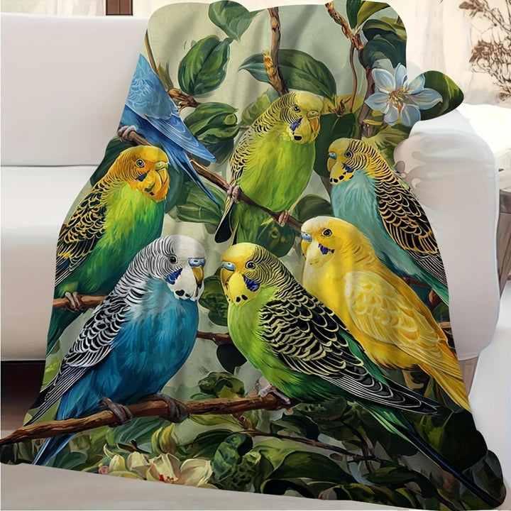 Künstlerisches Budgie-Print-Wurfdecke