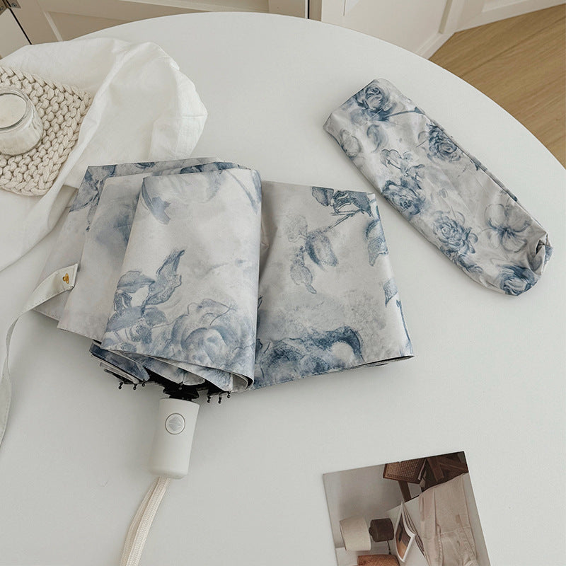 Damen Faltbarer Regenschirm mit romantischem Blumendesign Karnz