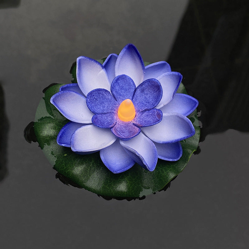 Schwimmende LED-Lotusblume Dekoratives Licht mit wasserdichtem Seerosenblatt-Boden