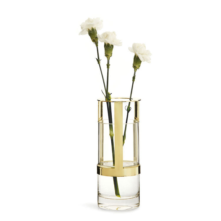 Eleganter Glas- und Goldkerzenhalter