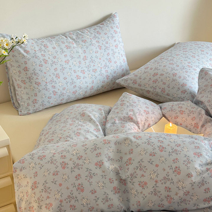 Plaid Baumwollsatin Bettbezug und Kissenbezug Bettwäsche Set
