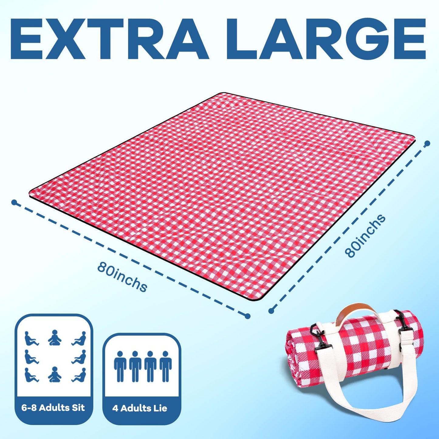 Unisex praktische Picknickdecke mit Tragegriff und wasserabweisender Oberfläche Karnz