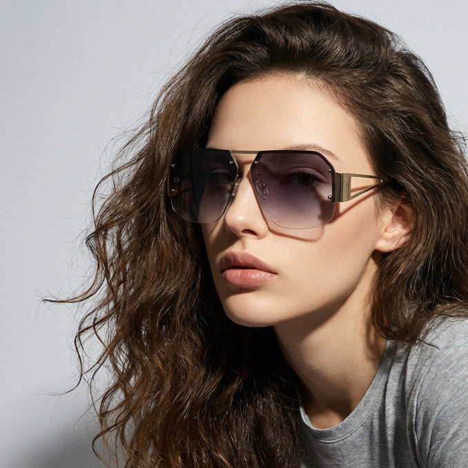 Damen oversized Sonnenbrille mit markantem Rahmen und sanften Farbverlauf Karnz