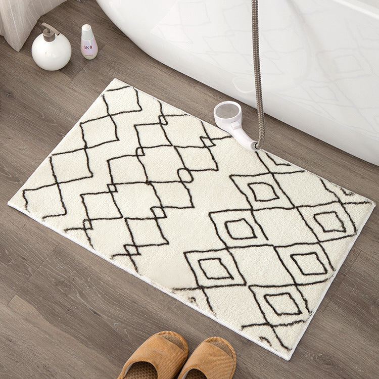 Weicher Hochflor-Badematten-Teppich mit Berber‑inspiriertem Rhombenmuster Karnz