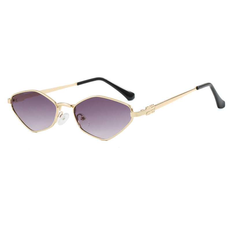 Damen geometrische Sonnenbrille mit glänzendem Metallrahmen und polarisierten Gläsern Karnz