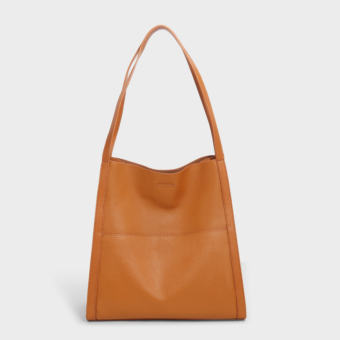 Gepunktetes Leder Schlapp Hobo Schultertasche mit langem Riemen und Vordertasche