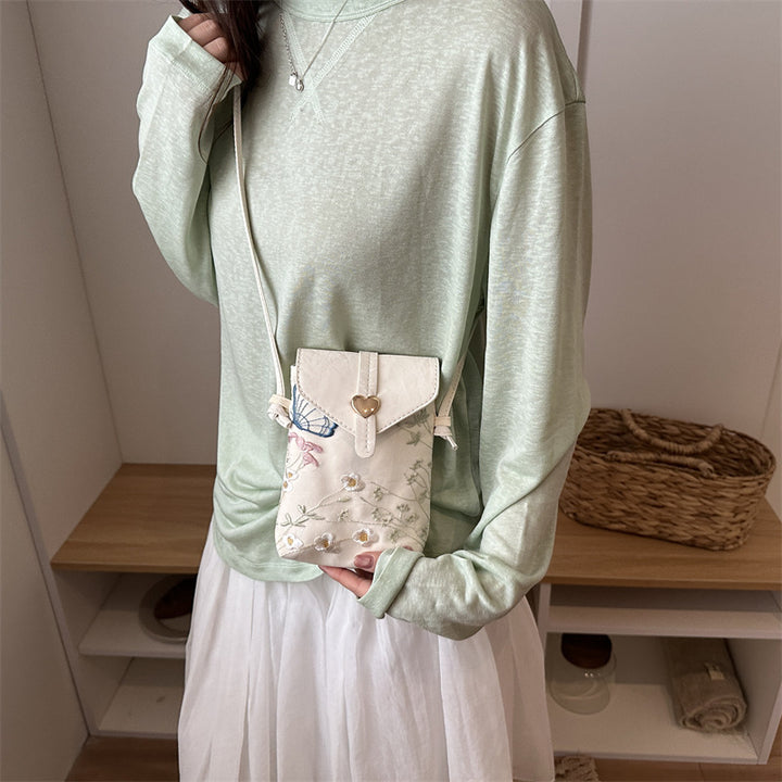 Elegante florale bestickte Umhängetasche